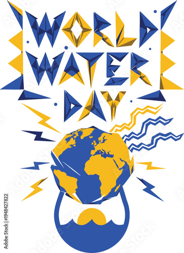World Water Day 2026 with splashing water droplets on white background
