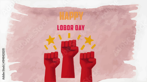 Labor day graphic with raised fists