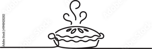 thanksgiving apple pie icon. one line art icon drawing vector