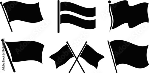 Flat vector illustration of flag icons, waving flag, crossed flags, pole, symbol, banner, design, decorative, patriotic concept art