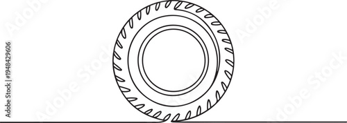 car wheel tire store advertisement set nobody. one line art icon drawing vector