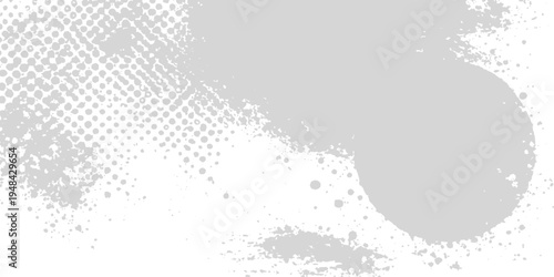 Abstract background featuring a blend of light grey halftone patterns and organic paint splatters