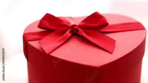 Heart-Shaped Gift Box with Red Ribbon - A Symbol of Love and Affection.