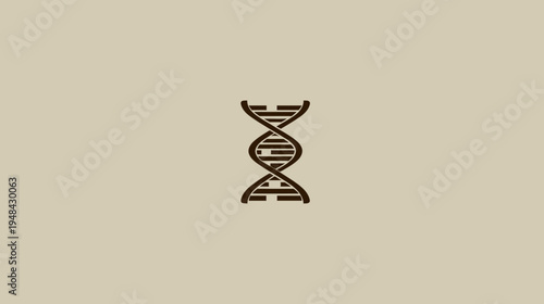 A brown DNA double helix illustration against a neutral beige background