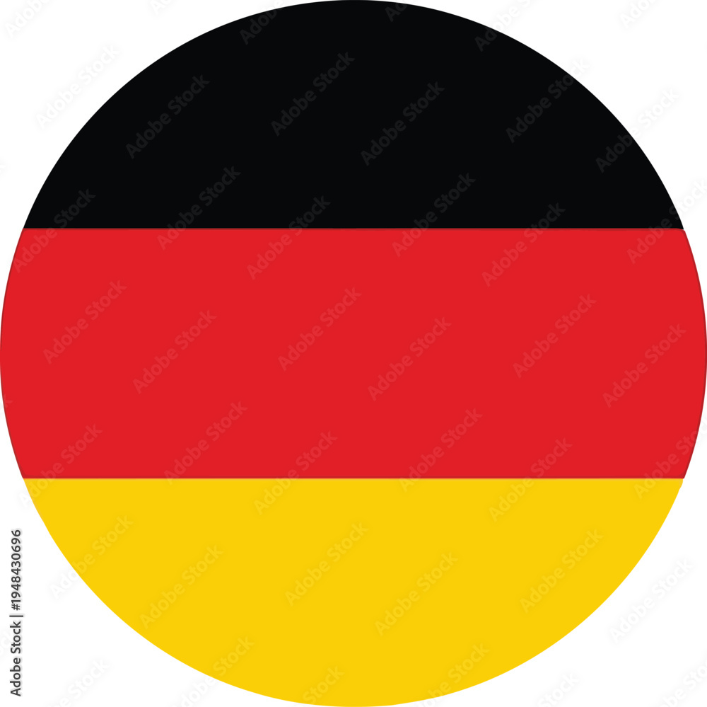 Obraz premium Flag of germany displayed in a circular format with black, red, and yellow horizontal stripes Vector