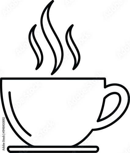 A simple illustration of a steaming cup of coffee on a saucer Vector