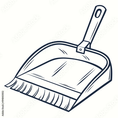 Dustpan with handle and bristles broom cleaning sweep