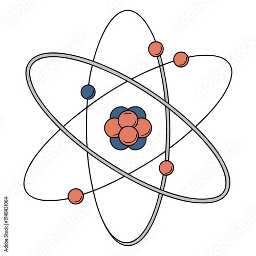 Detailed atom model with protons, neutrons, and electrons