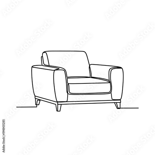 Modern armchair with cushions and legs.