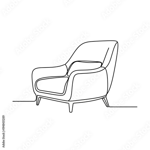 Modern armchair with cushions and legs.