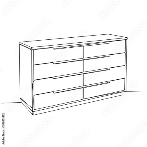 Modern Six Drawer Dresser Furniture Piece.