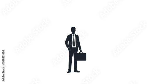 Silhouette of a businessman in a suit holding a briefcase