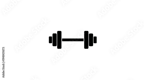 A minimalist dumbbell illustration. Black silhouette against a white background, suggesting exercise