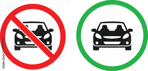 Visual indication of permitted and prohibited vehicle parking or entry zones. Vector