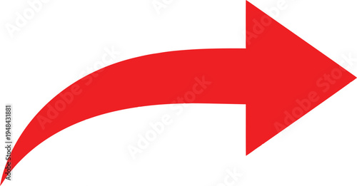 A bold red arrow curving into a forward-pointing direction symbol Vector