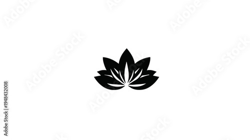 A simple, black floral emblem, centered on a white background, suggesting tranquility and balance