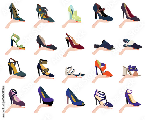 Set of Footwear Collection with name Vector Art_Version 6