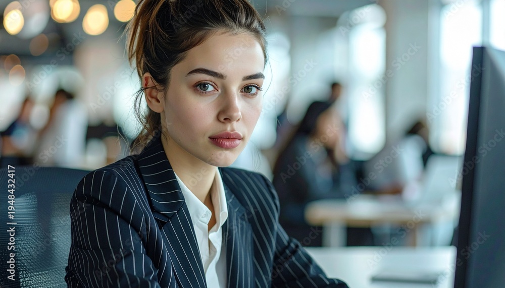 Fototapeta premium Junge Frau im Büro