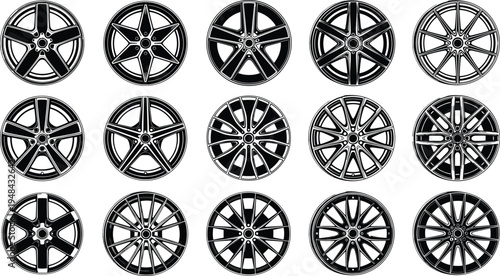 Black silhouette lineup of fantasy and anthropomorphic characters including rabbit, cat, angel, horned figures, and mystical designs for creative artwork and character illustration