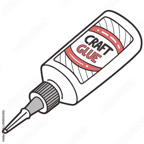 Craft glue bottle with gray nozzle on white background adhesive