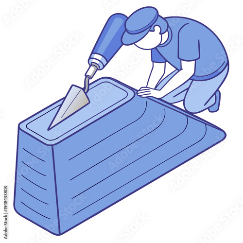 Worker applying sealant to a surface construction