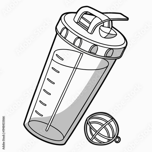 Clear protein shaker bottle with ball and gray lid clear bottle fitness