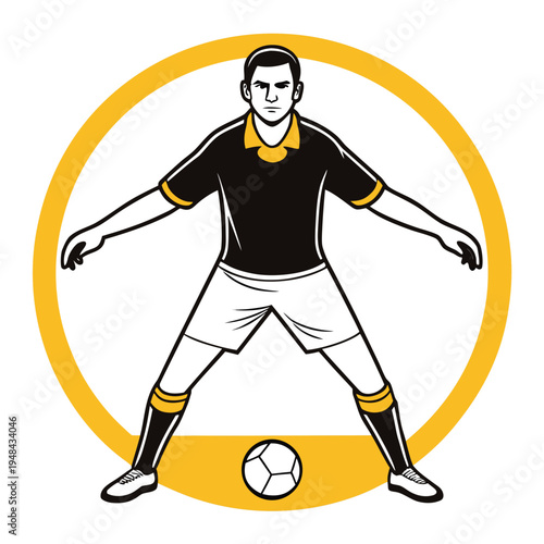 Soccer Player Illustration Dynamic Action Sport Football Athlete Vector Graphic