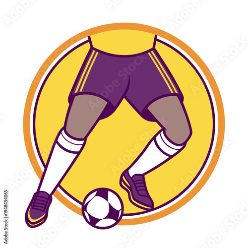 Soccer Player Legs Dribbling Ball Vector Illustration, Football Game Action, Sport Icon Design