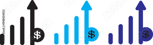 Increasing percent icon. Vector illustration design. Cost increase vector flat icons. Money increase vector icons