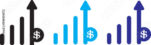 Increasing percent icon. Vector illustration design. Cost increase vector flat icons. Money increase vector icons