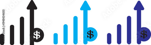 Increasing percent icon. Vector illustration design. Cost increase vector flat icons. Money increase vector icons