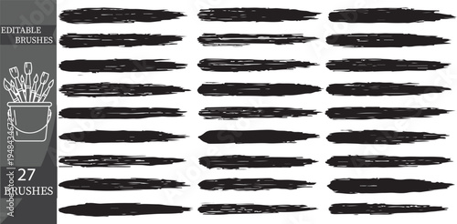 Set of 27 Editable Brushes Vector