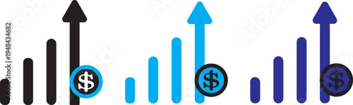 Increasing percent icon. Vector illustration design. Cost increase vector flat icons. Money increase vector icons
