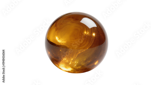 Cuadro en lienzo Glossy amber-colored sphere with intricate golden swirls, a captivating decorati