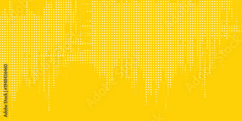 Yellow halftone corner gradient texture. Fading cartoon polka dot background. Dotted tilted gradation pattern. Fading comic pop art overlay backdrop. Vector slant frame halfton patern effect wallpaper