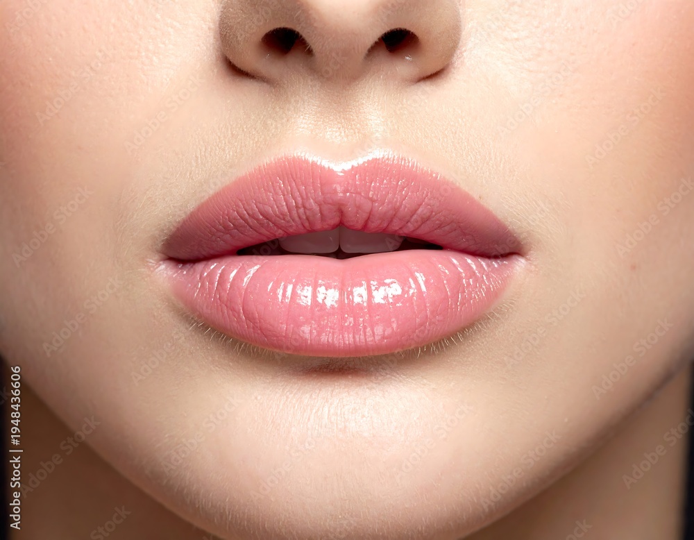Naklejka premium Close-up of woman's lips, soft focus