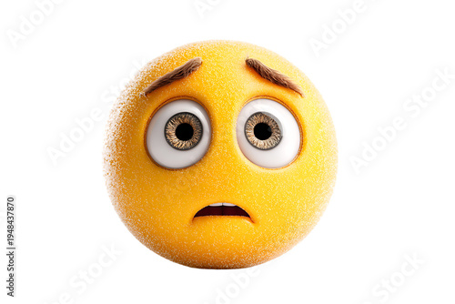 A worried emoji face with a puzzled expression on transparent background