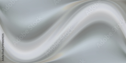 Texture of white yogurt, milk or cream surface. Abstract background with soft silk fabric, liquid yoghurt, dairy product or cosmetic creme, vector realistic illustration. 3D Illustration
