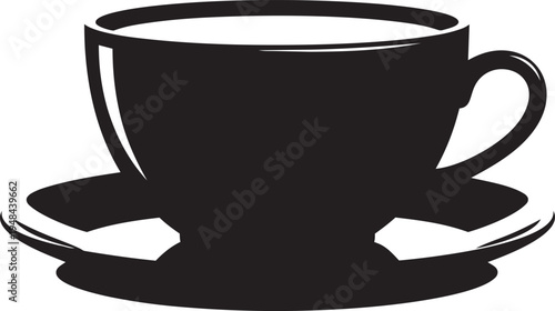 Black silhouette of a cup and saucer on a vector illustration
