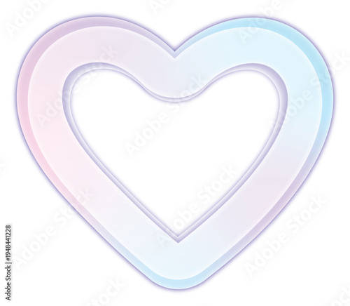 Holographic heart icon with pastel colors