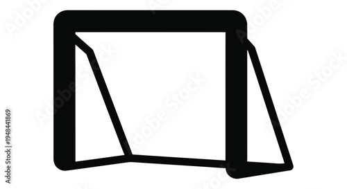 Simple black and white illustration of a soccer goal post on a white background