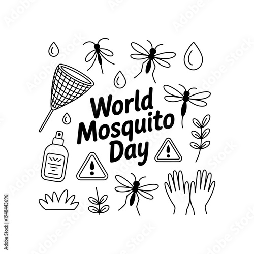 World mosquito day vector elements and illustrations for awareness and prevention