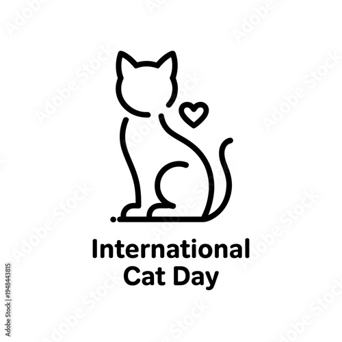 International cat day line icon vector illustration isolated on transparent background