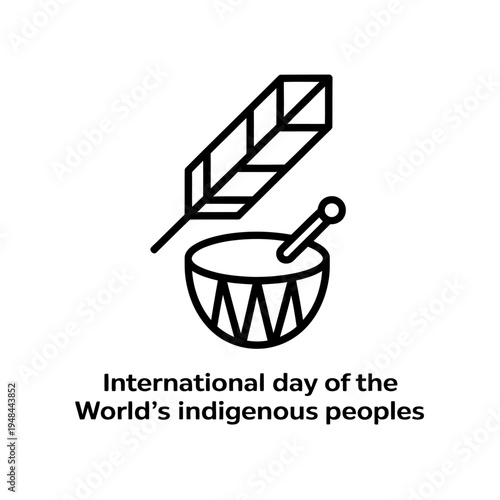 International day of worlds indigenous peoples with feather and drum