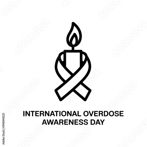 Candle with awareness ribbon for overdose day symbol