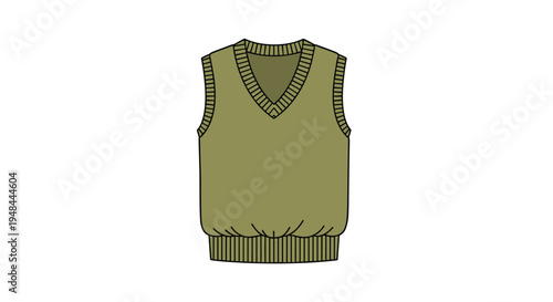 Classic green v-neck sweater vest, featuring a comfortable ribbed hem, perfect for stylish layering and adding a touch of academia to any outfit.