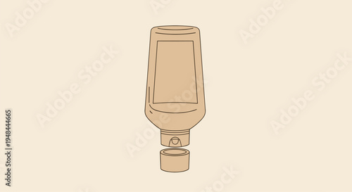 Beige squeeze bottle with an open flip-top cap, ideal for various beauty or personal care products like shampoo or lotion.