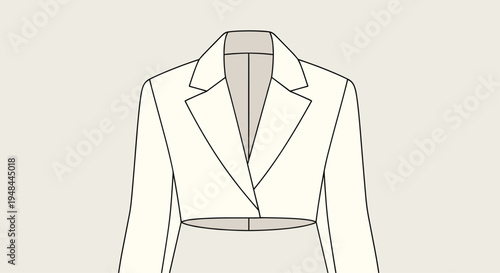Stylish cropped cream blazer, featuring a sophisticated lapel collar and long sleeves, ideal for a chic and modern professional or casual ensemble.