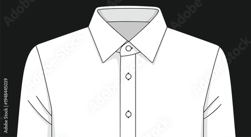 Crisp white collared shirt, detailed with a button-up front and long sleeves, an essential and versatile piece for any professional wardrobe.