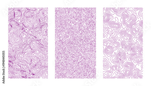 Purple abstract topographic map pattern overlay on transparent background vector